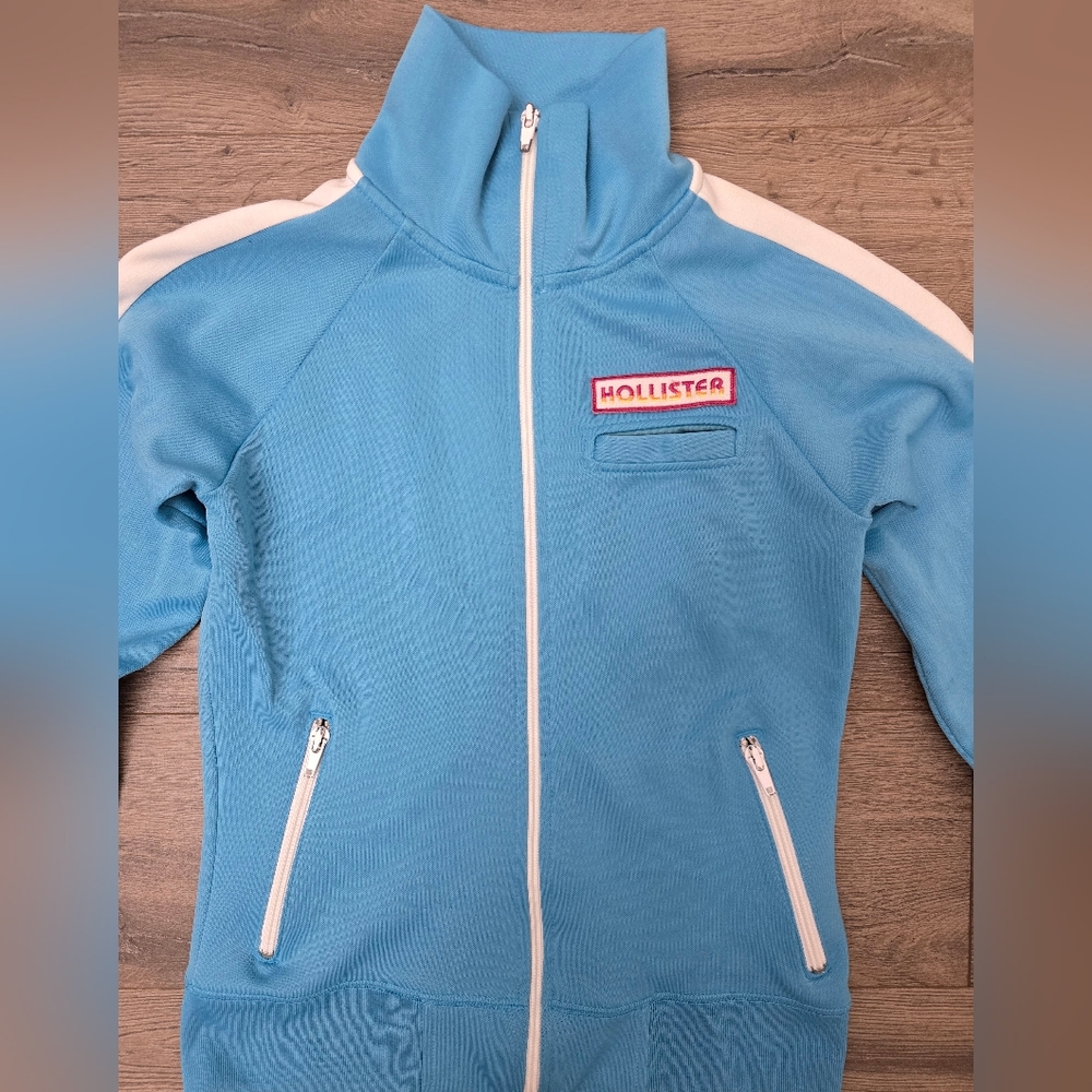 Y2K Retro Hollister Track Jacket Aqua Blue Junior Size Small